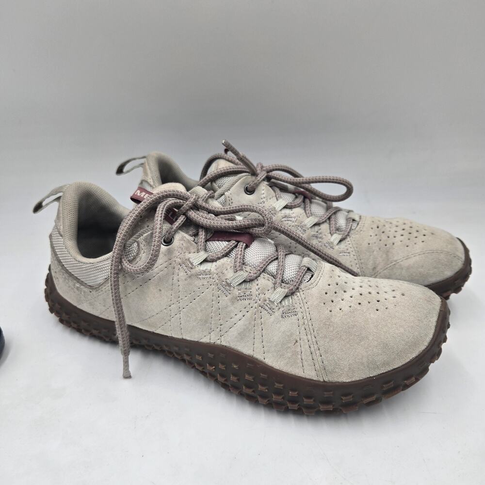 Merrell Sneakers Womens 9.5 Barefoot Quantum Grip Hiking Lace Up Leather Cream